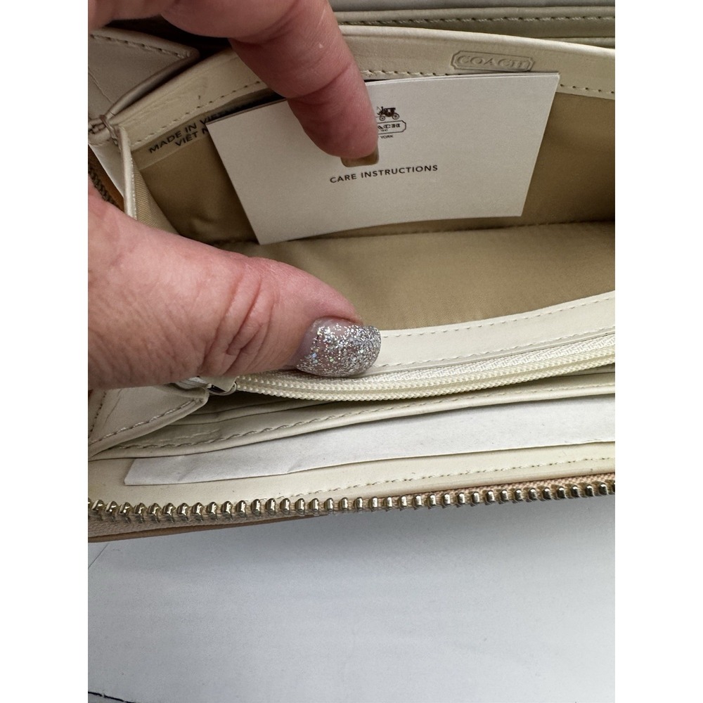 NEW Vintage coach Patchwork Long Wallet Navy And Cream Solid And Stripe GC PT3 - Picture 5 of 7